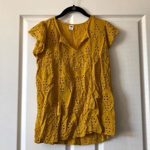Mustard eyelet blouse